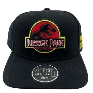 Jurassic Park Black Snapback Baseball Cap Licensed Dinosaur Expert Ranger OSFM